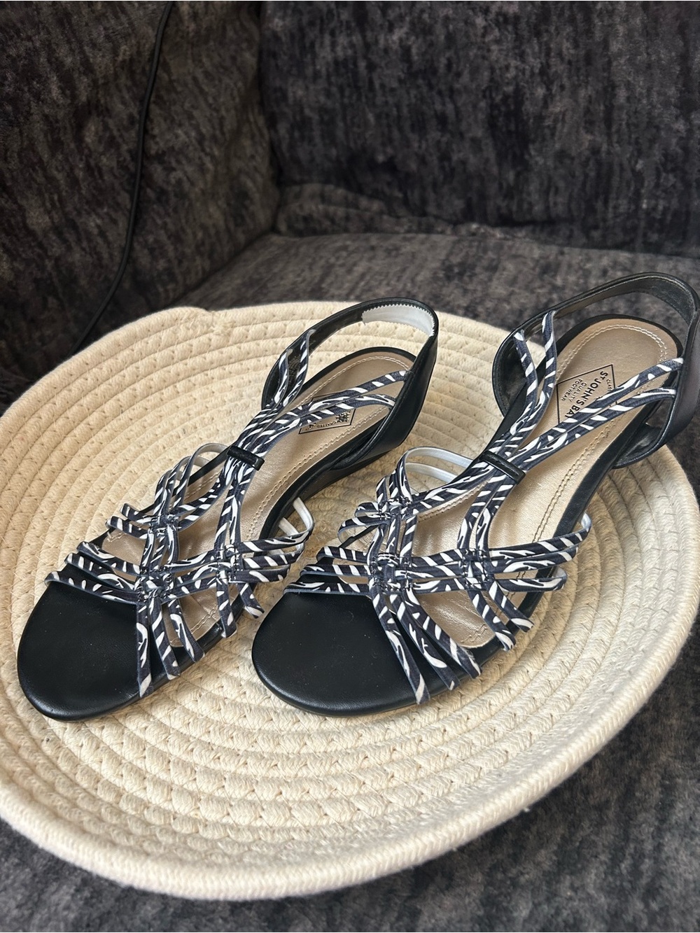 Blue Strappy Women's Sandals with Patterned Straps